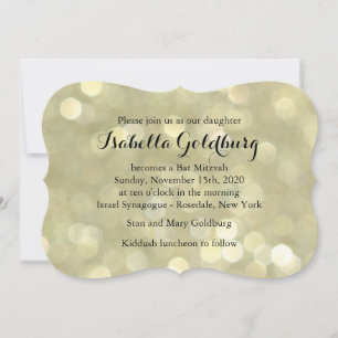 Elegant Gold Lights Bat Mitzvah Einladung