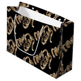 Elegant Gold Look Script Schwarz Frohe Weihnachten Große Geschenktüte