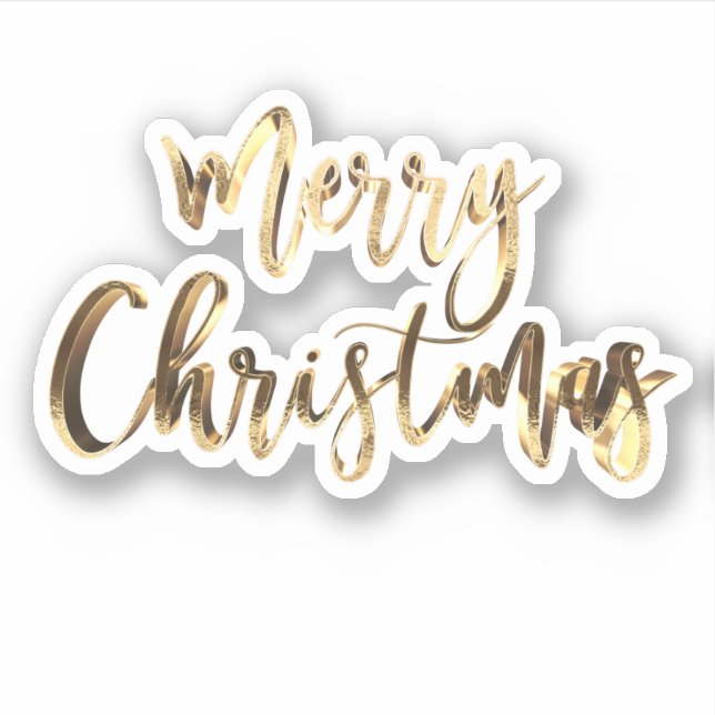 Elegant Gold Look Skript Festive Frohe Weihnachten Aufkleber (Vorderseite)