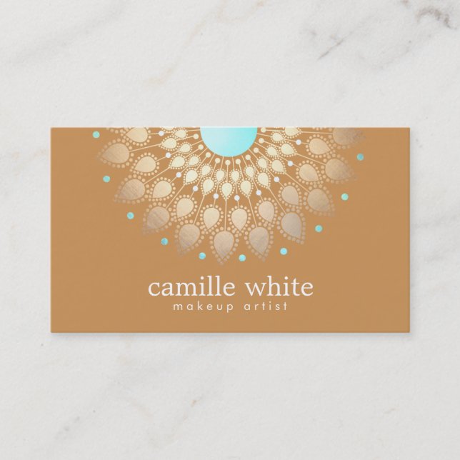 Elegant Gold Lotus Tan Visitenkarte (Vorderseite)