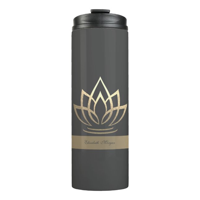 Elegant Gold Lotus, Yoga Thermosbecher (Vorderseite)