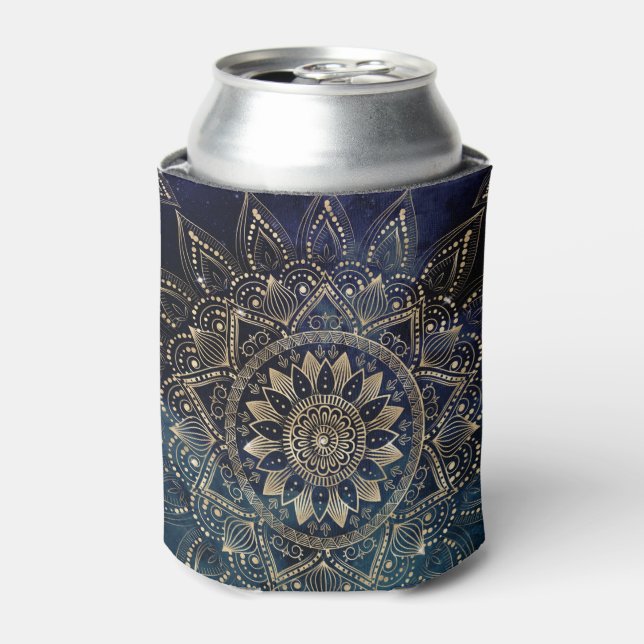 Elegant Gold Mandala Blue Galaxy Dosenkühler (Kanne Vorderseite)