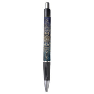 Elegant Gold Mandala Blue Galaxy Kugelschreiber