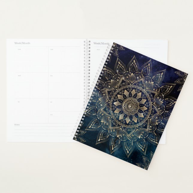 Elegant Gold Mandala Blue Galaxy Planer (Anzeige)