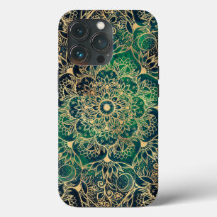 Elegant Gold Mandala Blumengrün Blau Case-Mate iPhone Hülle
