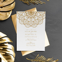 Elegant Gold Mandala Indian Wedding Einladung