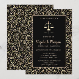 Elegant Gold Mandala Law School Graduation Party Einladung
