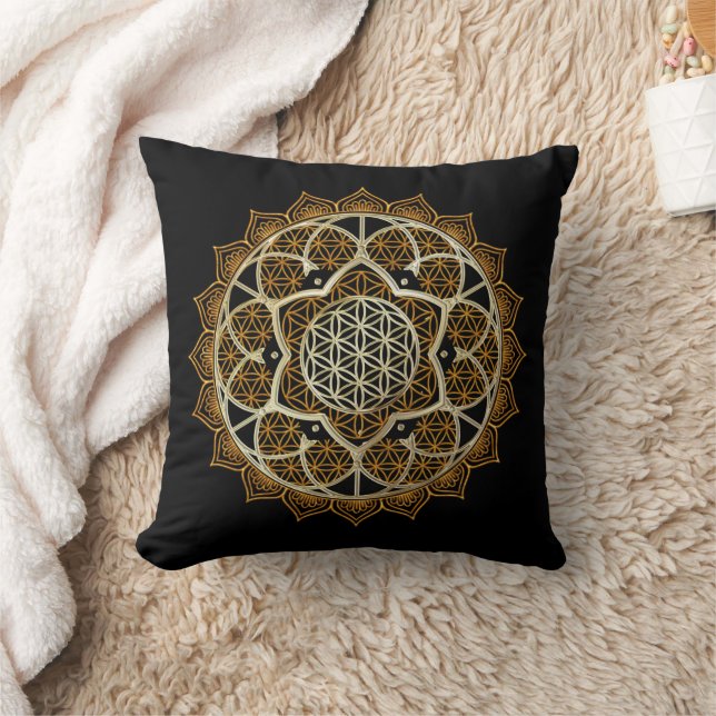 Elegant Gold Mandala Meditation Kissen (Decke)