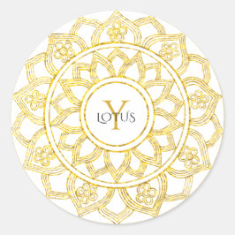 Elegant Gold Mandala Monogram Lotus Floral Runder Aufkleber