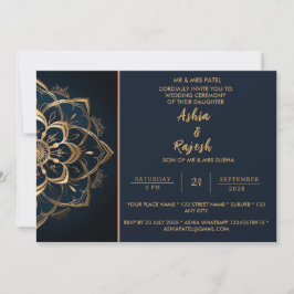 Elegant Gold Mandala Wedding Einladung