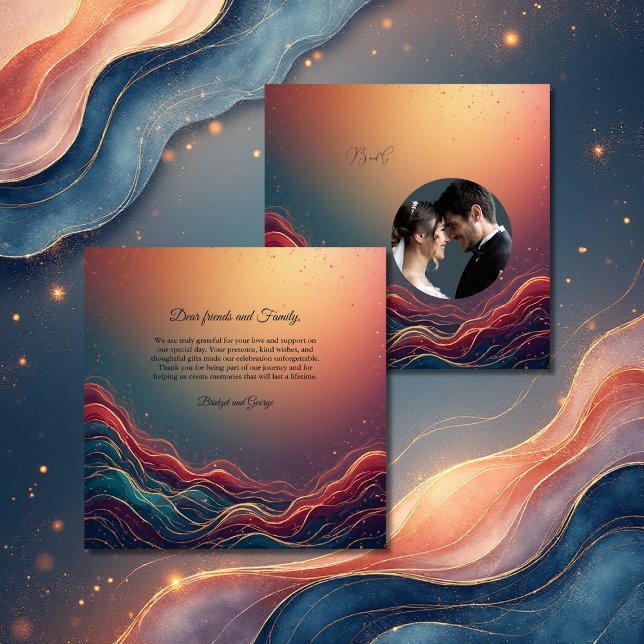Elegant Gold Marble Navy Terracotta photo Wedding Dankeskarte (Von Creator hochgeladen)
