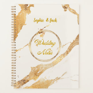 Elegant Gold Marble Wedding Notes Notebook  Planer