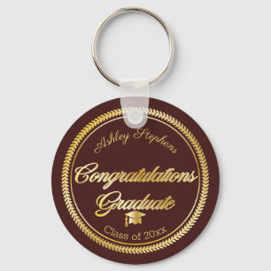 Elegant Gold   Maroon Grad Cap Klasse 2023 Schlüsselanhänger