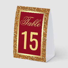 Elegant Gold Maroon Red Wedding Table Number Tischaufsteller
