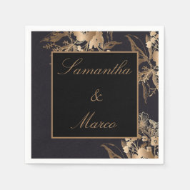 Elegant Gold Metallic Floral Wedding Napkins Serviette
