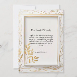 Elegant Gold Minimalistisch Eucalyptus Wedding Dankeskarte