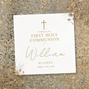 Elegant Gold Minimalistisch First Holy Communion Serviette