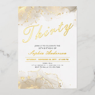 Elegant Gold Moderne 30. Geburtstag Folieneinladung