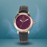 Elegant Gold Monogram Burgundy Modern Armbanduhr<br><div class="desc">Elegante Burgundy Gold Monogram Watch. Das Golddesign und das Monogramm bringen eine elegante Touch in die Uhr. Personalisieren Sie diese,  indem Sie Ihren Initial und Ihren Namen hinzufügen. Gut als personalisiertes Geschenk für Familie und Freunde.</div>