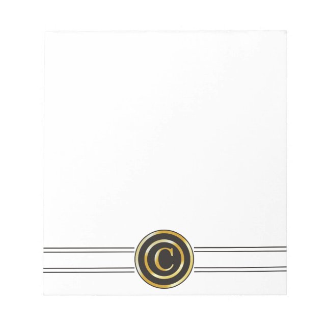 Elegant Gold Monogram C Notizblock (Vorderseite)