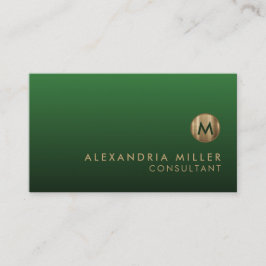 Elegant Gold Monogram Emerald Green Visitenkarte