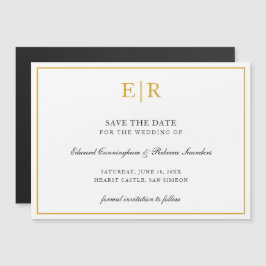 Elegant Gold Monogram Formal Wedding Save the Date Magneteinladung