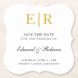 Elegant Gold Monogram Formal Wedding Save the Date Untersetzer