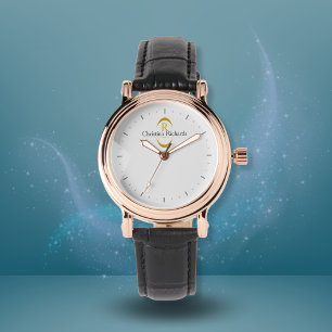 Elegant Gold Monogram Gray Modern Armbanduhr