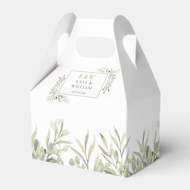 Elegant Gold Monogram Greenerity Wedding Geschenkschachtel (Vorderseite)