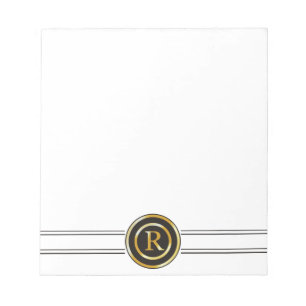 Elegant Gold Monogram R Notizblock