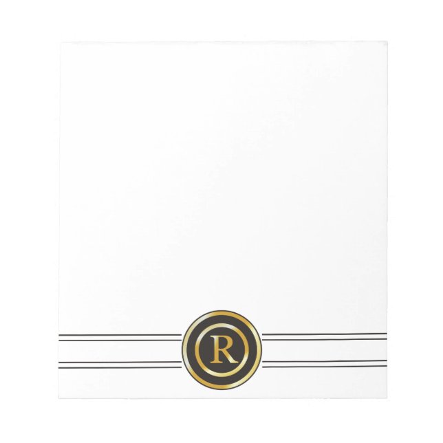 Elegant Gold Monogram R Notizblock (Vorderseite)