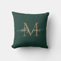 Elegant Gold Monogram Script Names Wedding Green