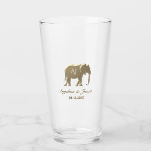Elegant Gold Monogram Wedding Glas