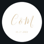 Elegant Gold Monogram Wedding Runder Aufkleber<br><div class="desc">Elegant Wedding Sticker</div>