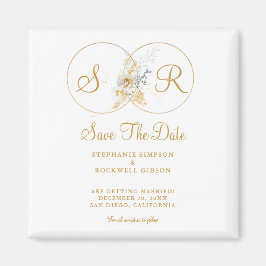 Elegant Gold Monogram Wedding Save the Date Magnet