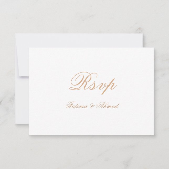 Elégant Gold Musulman Mariage Carte RSVP (Devant)
