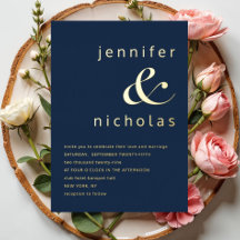 Elegant Gold Navy Blue Ampersand Hochzeit