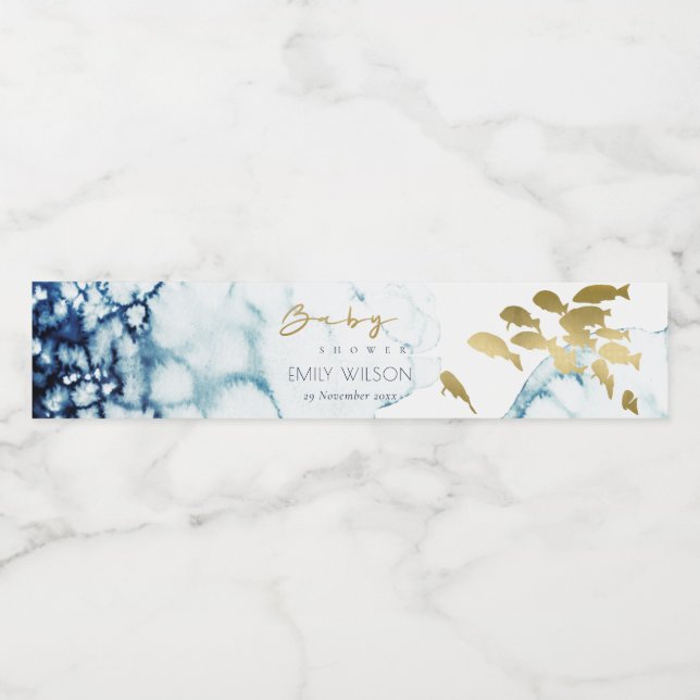 ELEGANT GOLD NAVY UNTERWASSER FISH BABY DUSCHE (Einzelnes Label)