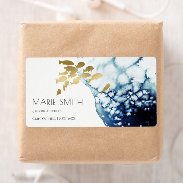 ELEGANT GOLD NAVY UNTERWASSER-MEERESFISCHADRESSE (Insitu)