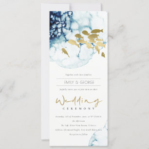 ELEGANT GOLD NAVY UNTERWASSER-MEERESFISCHWEDEN EINLADUNG