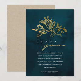 ELEGANT GOLD NAVY UNTERWASSER MEERESWEED WEDD DANKESKARTE