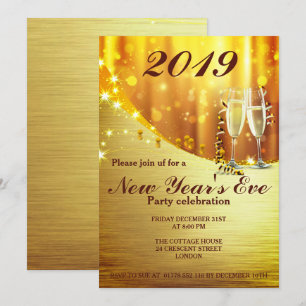 Elegant Gold Nouvel An`s Eve Party Invitation