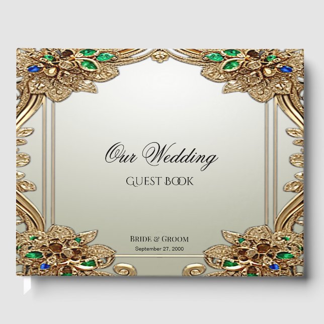 Elegant Gold Ornate Guest Book Gästebuch (Vorderseite)