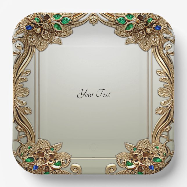 Elegant Gold Ornate Paper Plate Pappteller (Vorderseite)