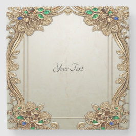 Elegant Gold Ornate Stone Coaster Steinuntersetzer