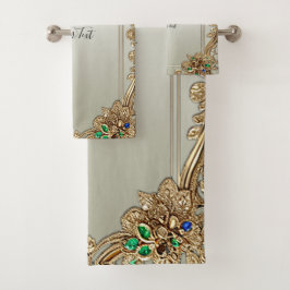 Elegant Gold Ornate Towel Set