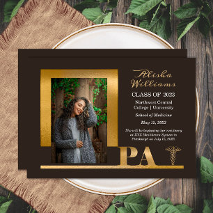 Elegant Gold PA Caduceus 1 Foto Brown Grad Ankündigung