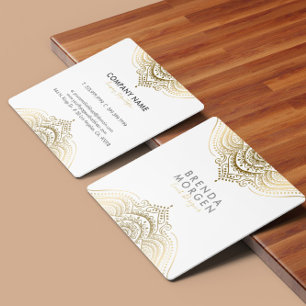 Elegant Gold Paisley Mandala Quadratische Visitenkarte