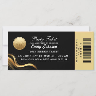 Elegant Gold Party Ticket Invitation
