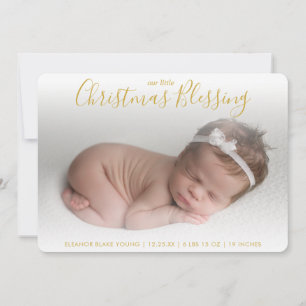 Elegant Gold Photo Holiday Faire-part de naissance
